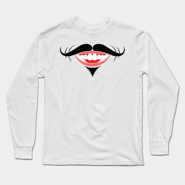 mustache smiley face  mask Long Sleeve T-Shirt by Hany Khattab